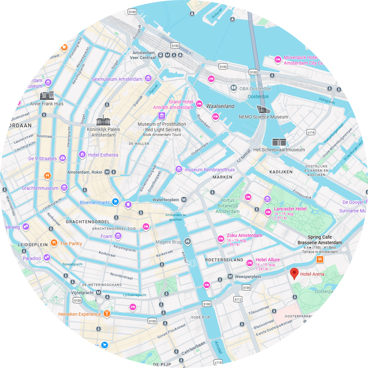 Kartutsnitt Amsterdam rund